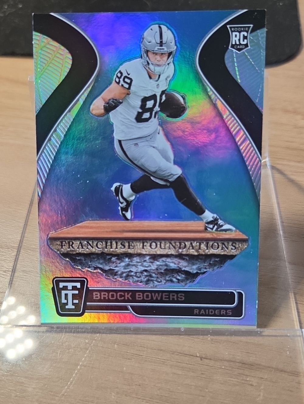 Panini Raiders Brock Bowers Holographic Blue Purple Football Trading Card